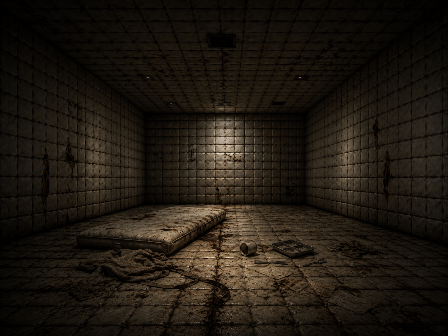 A neglected padded room inside CER: Asylum
